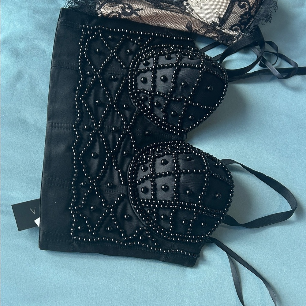 Gracia Black Beaded Women's Bustier